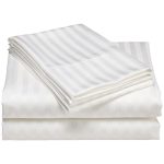 Plain white stripped bedsheet set