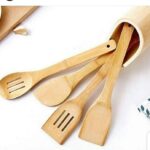 5pc wooden cooking tool set with Holder