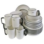 24pc dinner set with black rim