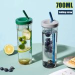 Water bottle with infuser and straw