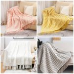 Knitted throw blanket