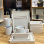 24pc square ceramic dinner set