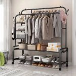 Double clothes rack with shelves