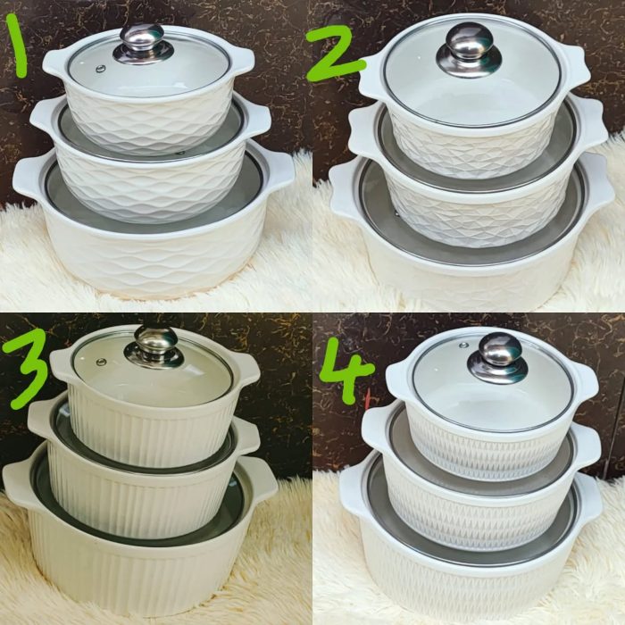 3pc ceramic serving bowl set - Image 1