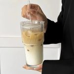Ribbed glass tumbler