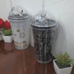 Smoothie cup with straw