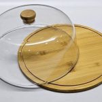 Acrylic cake stand with bamboo base