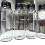 4pc Re-usable glass juice bottles