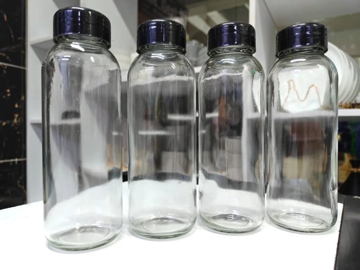 4pc Re-usable glass juice bottles - Image 1
