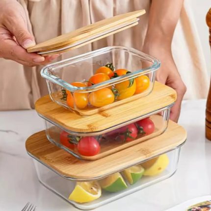 3pc glass storage box set