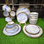 24pc dinner set with gold rim