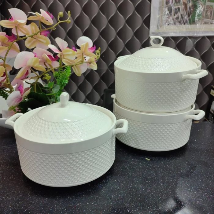 3pc ceramic serving bowl set - Image 1