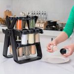 Rotating spice rack with jars