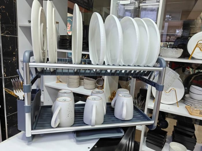 Two tier aluminium dishrack - Image 1
