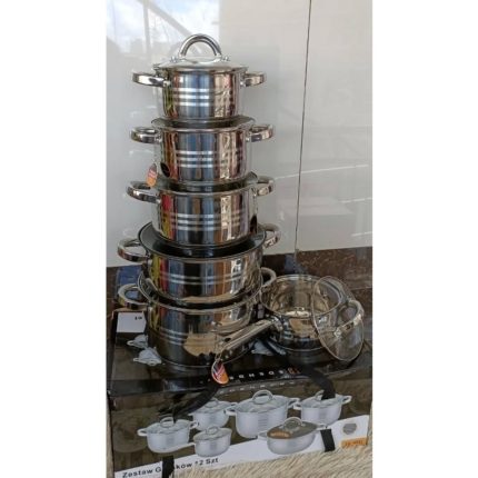 12pc stainless steel cookware set with pan