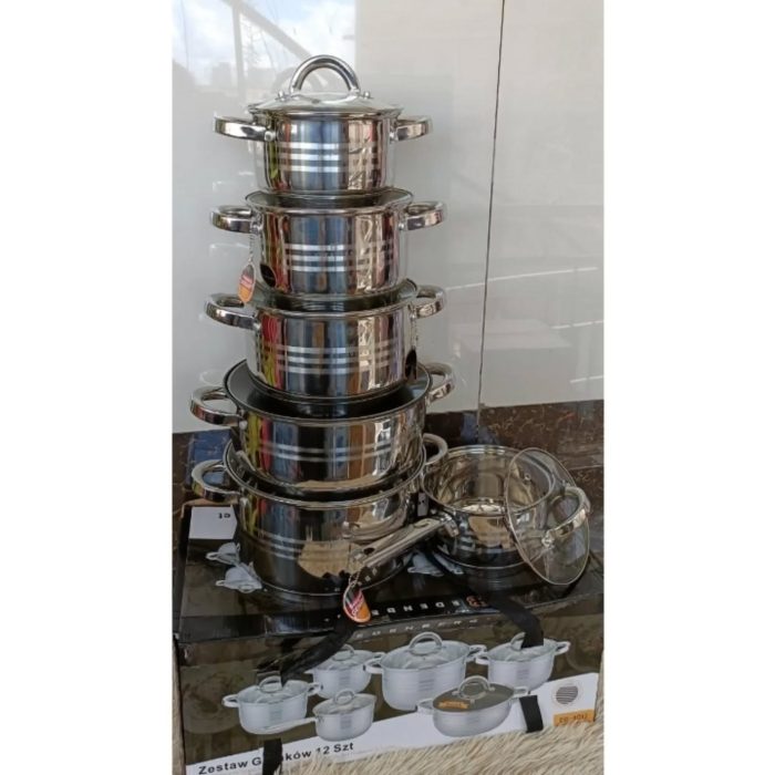 610587381_18444804544099265_5710530895295318805_n 12pc stainless steel cookware set with pan - Image 1