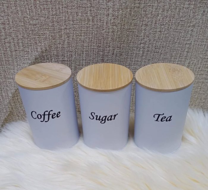 3pc canister set with bamboo lid - Image 1