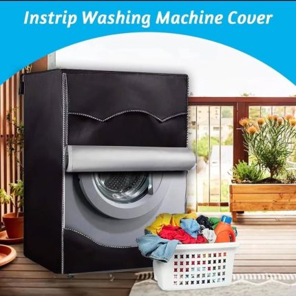 Black Front load washing machine cover