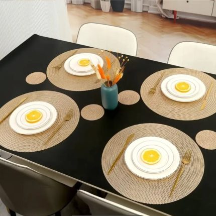 6pc round non-woven table mat set 
