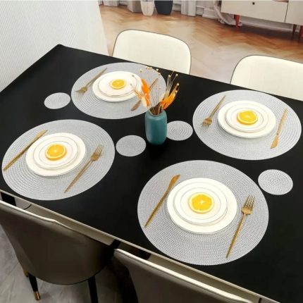 6pc round non-woven table mat set