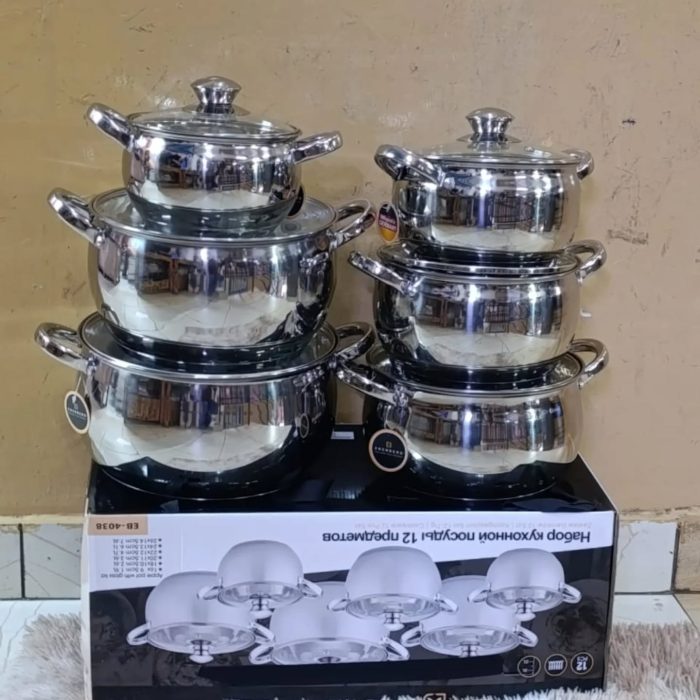 12pc stainless Steel cookware set - Image 1