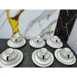 24pc ceramic dinner set with black rim