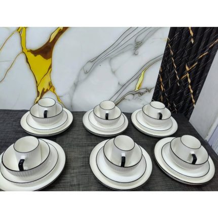 24pc ceramic dinner set with black rim