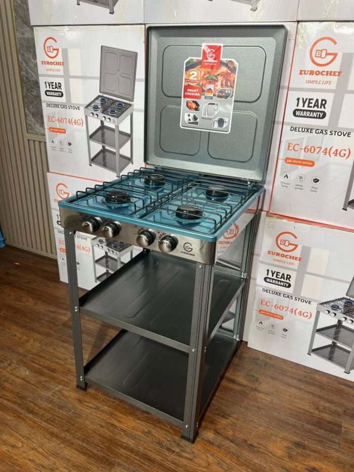 Eurochef four burner cooker with stand - Image 1