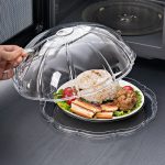 Microwave food cover with base plate