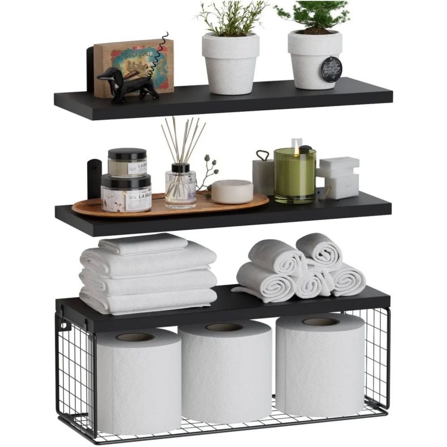 704041750_18471436999099265_5493854142845677660_n 3pc Solid pine wood floating shelves - Image 1