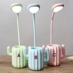 Cactus desk lamp with pen holder