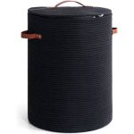 Woven basket with lid
