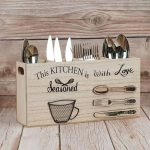 Wooden cutlery holder cutlery organizer