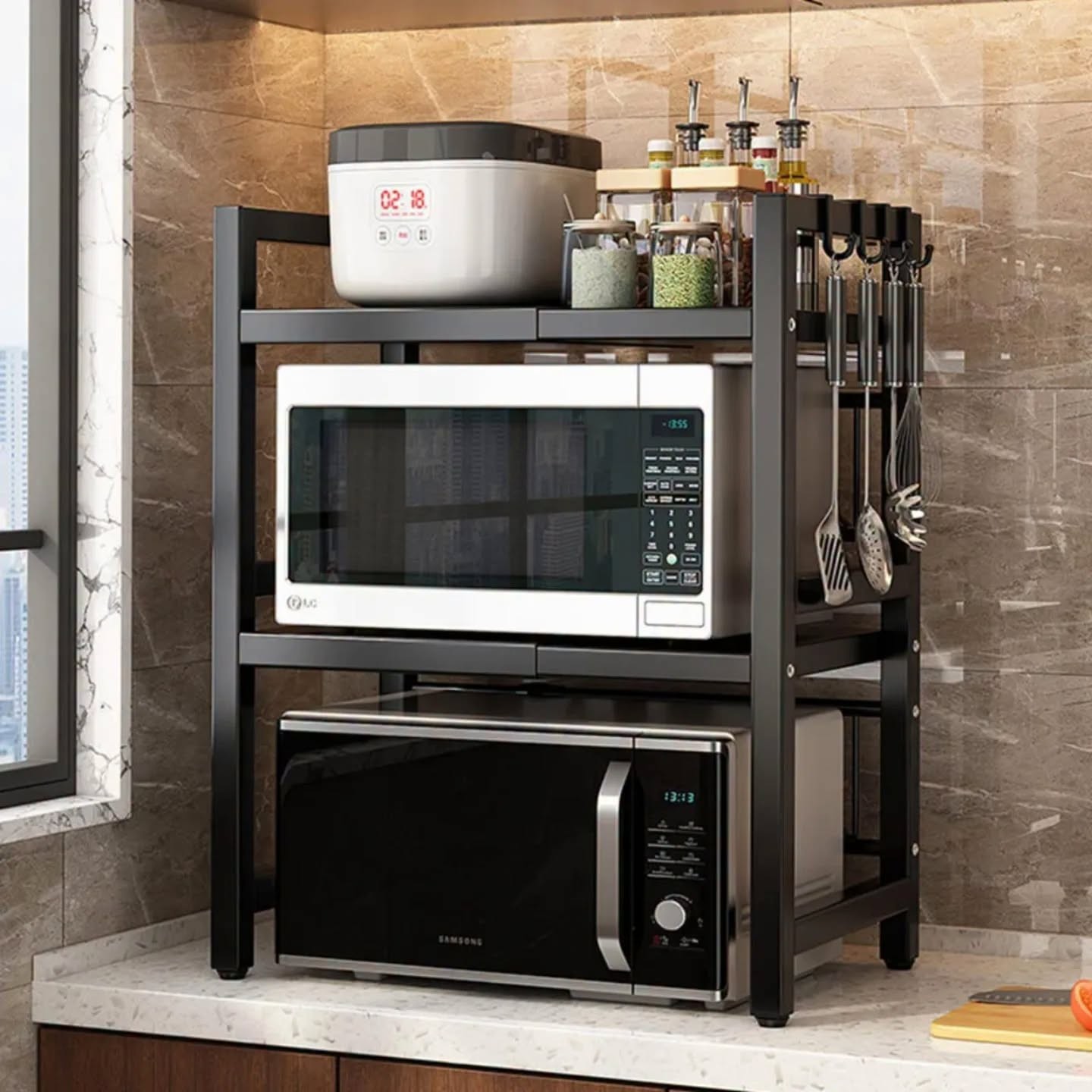 719173185_2794620094207724_6193258026937122696_n 2 tier expandable microwave organizer - Image 1