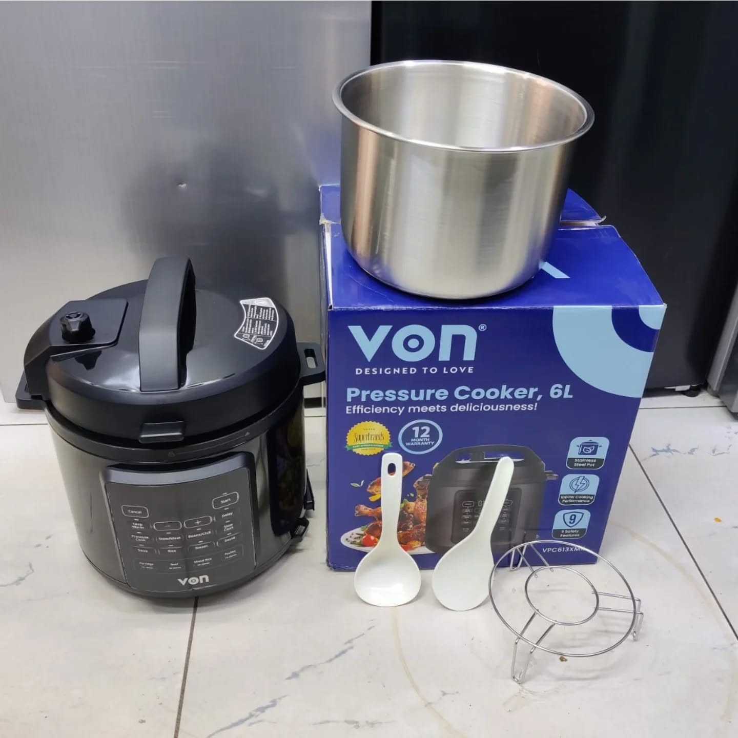 720125765_18474535573099265_2432366175668353450_n Von electric pressure cooker with steel pot - Image 1