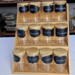 3 tier bamboo spice rack with jars