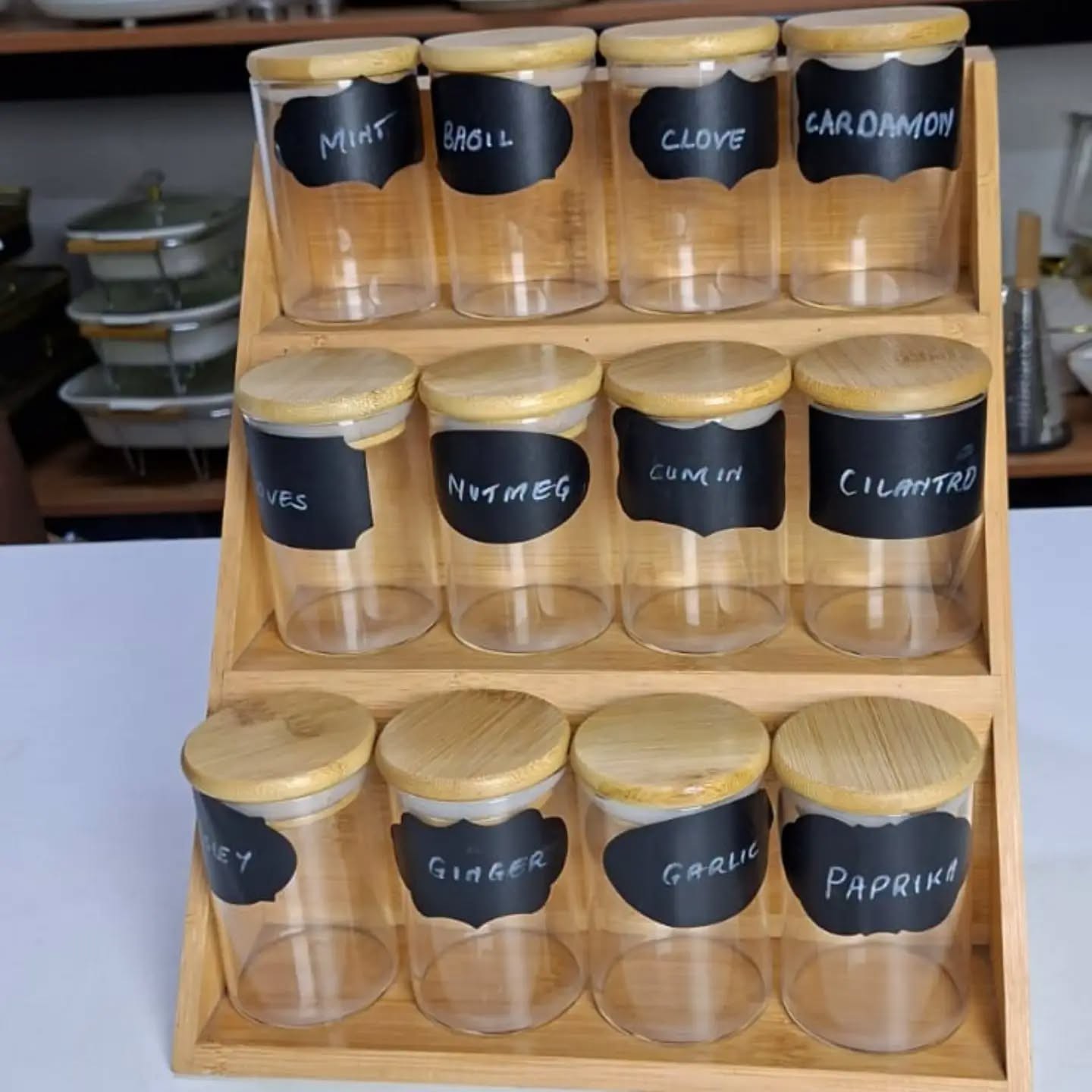 761627921_899303206092946_2429785161969205537_n 3 tier bamboo spice rack with jars - Image 1