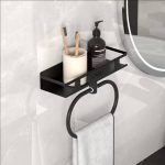 Towel holder with storage shelf