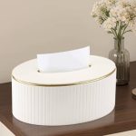 Oval leather serviette box